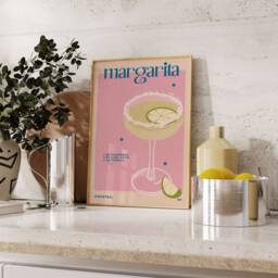 Trendy Margarita Poster, Cocktail Print, Retro Drink Bar Wall Decor, Unframed - thumbnail 3