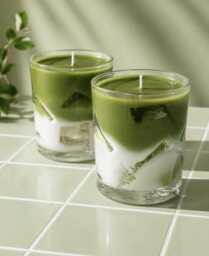 Realistic Matcha Latte Candle, Iced Drink Gift, Vanilla Cream Scent, Gel Wax Cubes - thumbnail 1