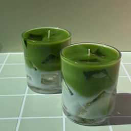 Realistic Matcha Latte Candle, Iced Drink Gift, Vanilla Cream Scent, Gel Wax Cubes - thumbnail 4