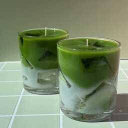 Realistic Matcha Latte Candle, Iced Drink Gift, Vanilla Cream Scent, Gel Wax Cubes - thumbnail 3
