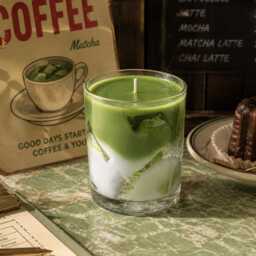 Realistic Matcha Latte Candle, Iced Drink Gift, Vanilla Cream Scent, Gel Wax Cubes - thumbnail 2