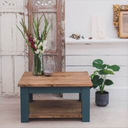 Rustic Coffee Table - Reclaimed Glasshouse Handmade Painted Made in The UK - thumbnail 1