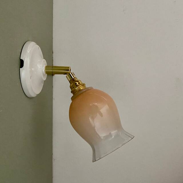 Vintage Tulip Wall Lamp in Half Pink White Glass - image 1