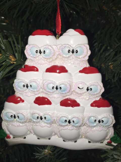 Personalized Owl Family Christmas Ornament, Resin Keepsake