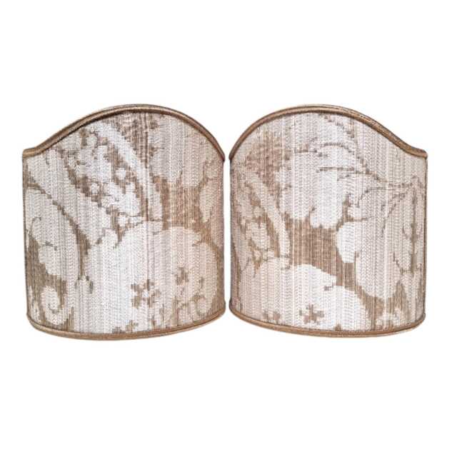 Pair Of Clip-On Shield Shades Rubelli Fabric Mother Pearl Ruzante Silk Damask Mini Lampshade - Handmade in Italy - image 1