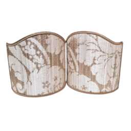 Pair Of Clip-On Shield Shades Rubelli Fabric Mother Pearl Ruzante Silk Damask Mini Lampshade - Handmade in Italy - thumbnail 2