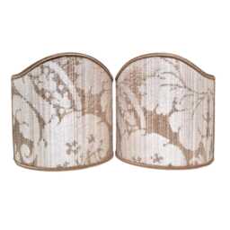 Pair Of Clip-On Shield Shades Rubelli Fabric Mother Pearl Ruzante Silk Damask Mini Lampshade - Handmade in Italy - thumbnail 1