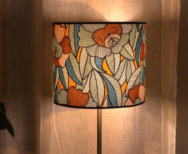 Multicolor Floral Fabric Lampshade, Table Lamp With Multicolored Print, Pendant Light, Light Fixture - image 1