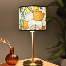 Multicolor Floral Fabric Lampshade, Table Lamp With Multicolored Print, Pendant Light, Light Fixture - thumbnail 3