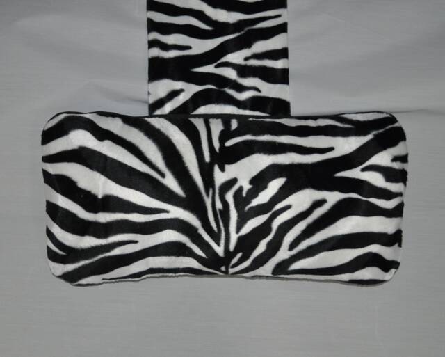 Zebra Faux Fur & Black Fabric Hanging Armchair Sofa Headrest Bolster Cushion With Inner Pad - image 1