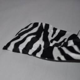 Zebra Faux Fur & Black Fabric Hanging Armchair Sofa Headrest Bolster Cushion With Inner Pad - thumbnail 3