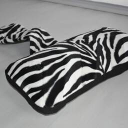Zebra Faux Fur & Black Fabric Hanging Armchair Sofa Headrest Bolster Cushion With Inner Pad - thumbnail 2