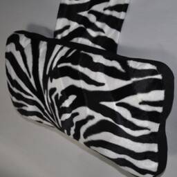 Zebra Faux Fur & Black Fabric Hanging Armchair Sofa Headrest Bolster Cushion With Inner Pad - thumbnail 4