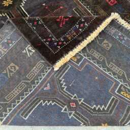 Antique 3x10'6 Baluchi Runner , Authentic Handwoven Woolen Rug , Geometric Motif Design, Kitchen & Living Space Carpet, Home Decor - thumbnail 4