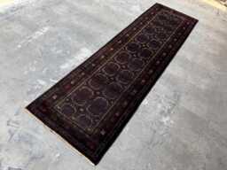 Antique 3x10'6 Baluchi Runner , Authentic Handwoven Woolen Rug , Geometric Motif Design, Kitchen & Living Space Carpet, Home Decor - thumbnail 1