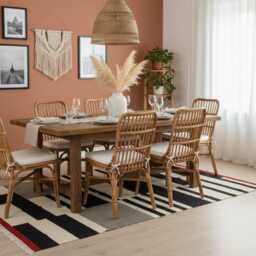 Handwoven Wool Kilim Rug Modern Turkish Flatweave, Red, Begie & Black Carpet - thumbnail 4