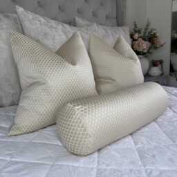 "Cream Bolster Cushion in Designerbeaumont Textiles Fabric - Home Decor Accent 16"" X 6" - thumbnail 4