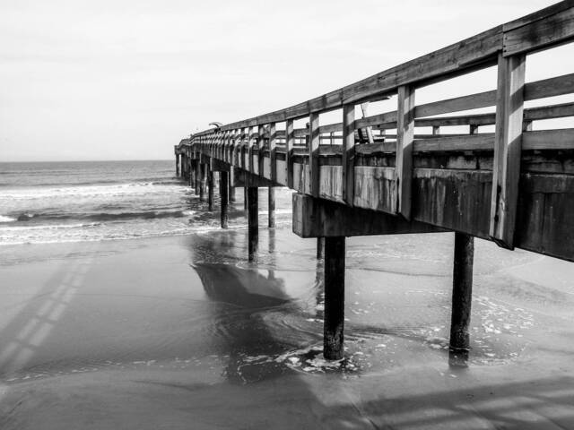 st Augustine Pier Photo Black & White Florida Seascape Print - image 1
