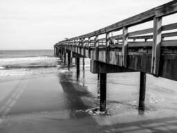 st Augustine Pier Photo Black & White Florida Seascape Print - thumbnail 1