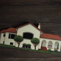 Portrait Of Childhood House - House Portrait Personalized Emotive Sentimental Gift Hand Painted Wooden House, Miniature - thumbnail 2