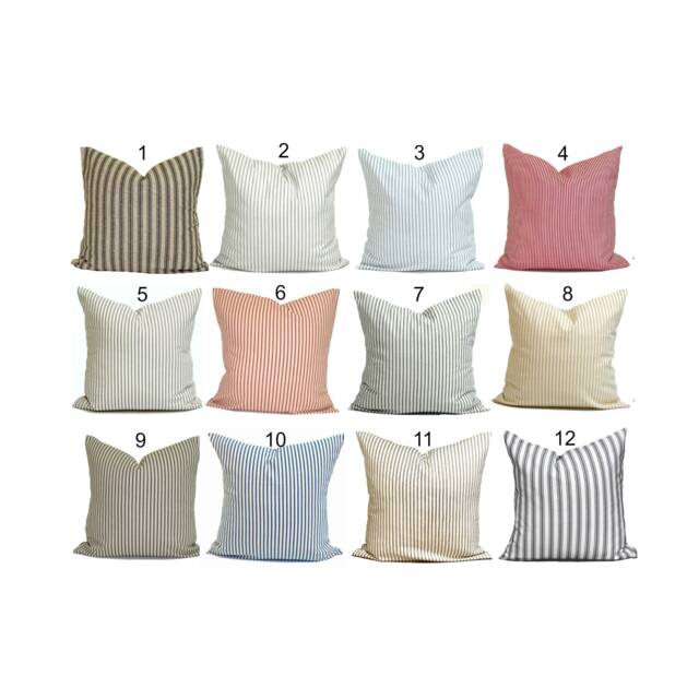 Ticking Pillow Covers, Throw Farmhouse Covers For 20x20 Pillow, 18x18 16x16 All Sizes - image 1
