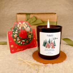 Thank You Teacher Christmas Candle Gift, Childminder Appreciation Xmas Present, Free Card & Matches - thumbnail 1