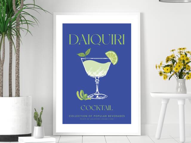 Daiquiri Cocktail Art Print Poster - Party Signature Drink Sign Trendy Wall Decor Minimalist Elegant Retro Gift A5 A4 A3 - image 1