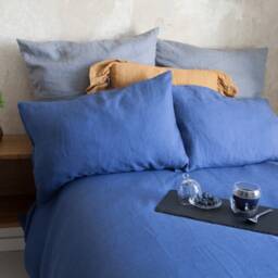 Blue Linen Pillow Cover - Stonewashed European Pillowcase Sham Standard, Queen, King Sizes, Washed Bedding - thumbnail 2