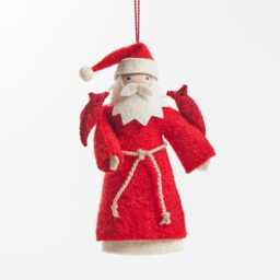 Snowy Garden Father Christmas Ornament - Light, Hand Felted Santa Claus, Handmade Holiday Decor - thumbnail 2