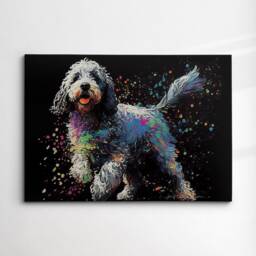 Colorful Cockapoo Dog Pet Abstract Modern Oil Painting Wall Art, Framed Canvas Poster Print, Home Kitchen Office Room Decor, Gifts - thumbnail 3