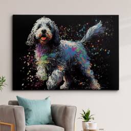 Colorful Cockapoo Dog Pet Abstract Modern Oil Painting Wall Art, Framed Canvas Poster Print, Home Kitchen Office Room Decor, Gifts - thumbnail 1