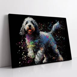 Colorful Cockapoo Dog Pet Abstract Modern Oil Painting Wall Art, Framed Canvas Poster Print, Home Kitchen Office Room Decor, Gifts - thumbnail 2