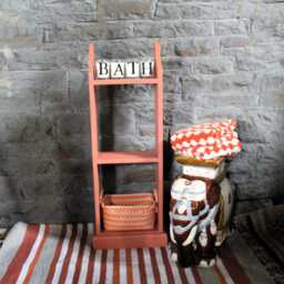 Solid Wood Bookcase Hand-Painted Red Earth , Rustic Pine Shelf, Ready Assembled - thumbnail 2