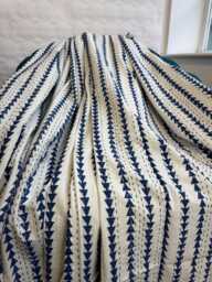 Kantha Stitch Pure Cotton Reversible Bed/Sofa Throw King Size - Handmade Handprinted Floral Dohar Blue Arrow - thumbnail 1