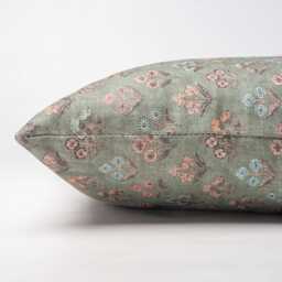 Vintage Meadow Cushion Cover in Willow Green. 100% Cotton, Ditsy Small-Scale Floral Print. 17x17 - thumbnail 3