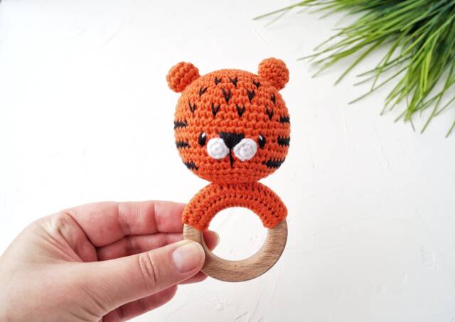 Tiger Cotton Baby Toy, Jungle Shower Gift Idea, Gender Neutral Welcome Gift, Personalized For Future Parents - image 1
