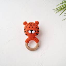Tiger Cotton Baby Toy, Jungle Shower Gift Idea, Gender Neutral Welcome Gift, Personalized For Future Parents - thumbnail 3