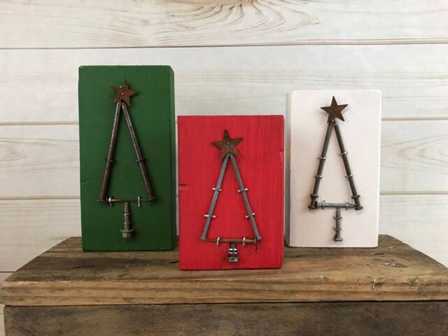 Rustic Christmas Decorations, Gifts For Her, Hostess Gifts, Teacher Holiday Xmas Trees With Rustic Stars - image 1