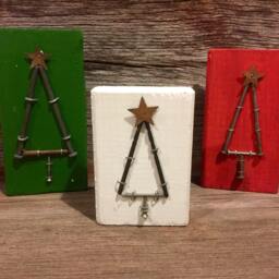 Rustic Christmas Decorations, Gifts For Her, Hostess Gifts, Teacher Holiday Xmas Trees With Rustic Stars - thumbnail 2