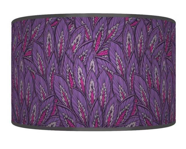 Handmade Floral Lampshade Deep Purple & Pink Botanical Drum Pendant - image 1