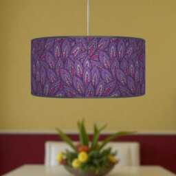 Handmade Floral Lampshade Deep Purple & Pink Botanical Drum Pendant - thumbnail 3
