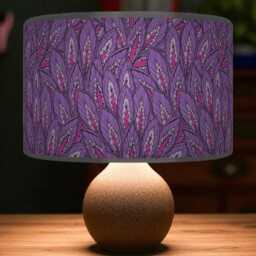 Handmade Floral Lampshade Deep Purple & Pink Botanical Drum Pendant - thumbnail 2