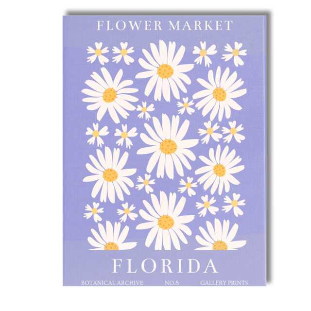 Lavender Flower Market Daisy Botanical Poster Style Canvas Wall Art Print Decor Picture Ready To Hang - image 1