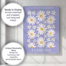 Lavender Flower Market Daisy Botanical Poster Style Canvas Wall Art Print Decor Picture Ready To Hang - thumbnail 3