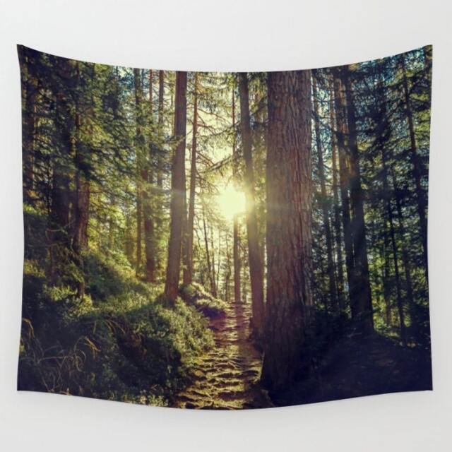 Forest Tapestry, Pine Trees Tapestry, Forest Sunrise Tapestry, Large Wall Tapestry, Nature Hanging - image 1