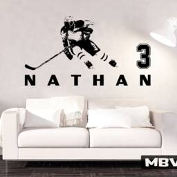 Custom Name Hockey Wall Decal Boy's Bedroom Decor - thumbnail 3