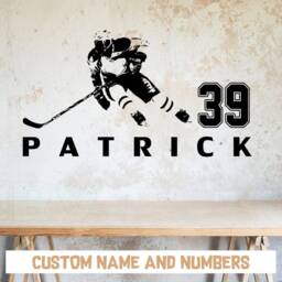 Custom Name Hockey Wall Decal Boy's Bedroom Decor - thumbnail 2