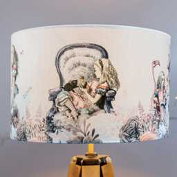 Lampshade Alice in Wonderland Soft Blue Pink Velvet - Drum Lamp Shade 20cm 25cm 30cm 35cm 40cm 45cm Table Lamp Shade, Ceiling - thumbnail 4