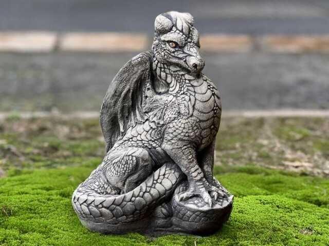 Fantasy Dragon Statue Concrete Large Decor Stone Animal Decoration Wildlife Ornament Sitting Art Guardian Home Gift - image 1