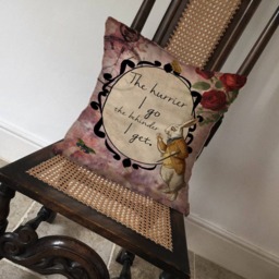 Alice in Wonderland Rabbit Late The Hurrier I Go - Cushion Cover Case Or Stuffed With Insert